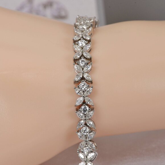 Moissanite Wholesaler Jewelry - GRA Certified Moissanite Maqui and Round Tennis Bracelet 925 Sterling